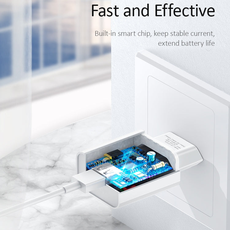 USAMS US-CC075 T18 2.1A シングルUSB トラベル充電器、EUプラグ