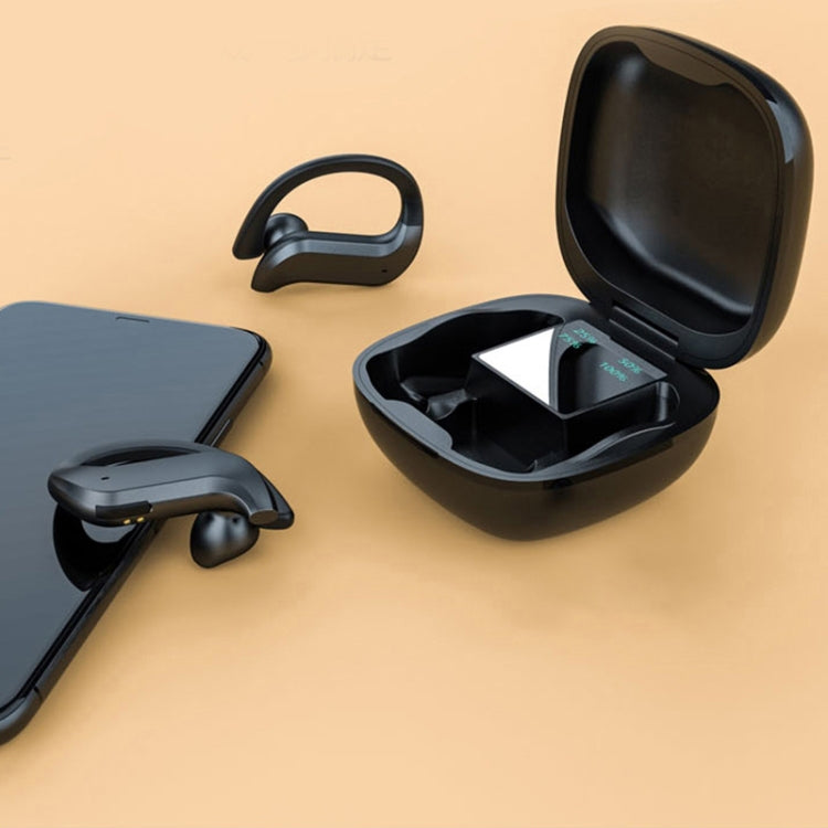 258 ワイヤレス耳掛けBluetoothイヤホン 充電ボックス＆デジタルディスプレイ付き、タッチ＆HD通話＆音声アシスタント＆NFC対応、MD03ブラック、258ホワイト
