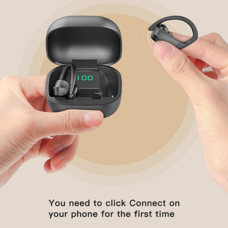 258 ワイヤレス耳掛けBluetoothイヤホン 充電ボックス＆デジタルディスプレイ付き、タッチ＆HD通話＆音声アシスタント＆NFC対応、MD03ブラック、258ホワイト