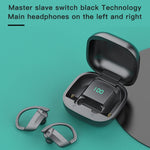 258 ワイヤレス耳掛けBluetoothイヤホン 充電ボックス＆デジタルディスプレイ付き、タッチ＆HD通話＆音声アシスタント＆NFC対応、MD03ブラック、258ホワイト