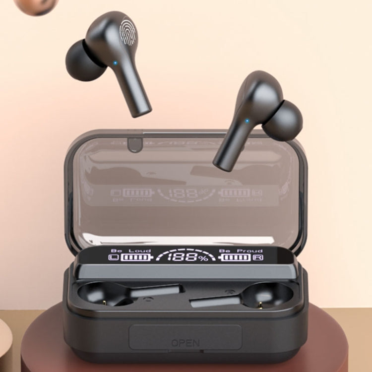 278 TWS 外部ノイズキャンセリングタッチBluetoothイヤホン 充電ボックス付き、LED電源デジタルディスプレイ＆ブリージングライト＆通話＆音声アシスタント対応、278ブラック、278ホワイト