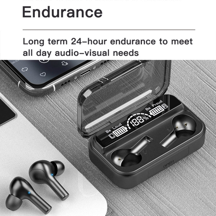 278 TWS 外部ノイズキャンセリングタッチBluetoothイヤホン 充電ボックス付き、LED電源デジタルディスプレイ＆ブリージングライト＆通話＆音声アシスタント対応、278ブラック、278ホワイト