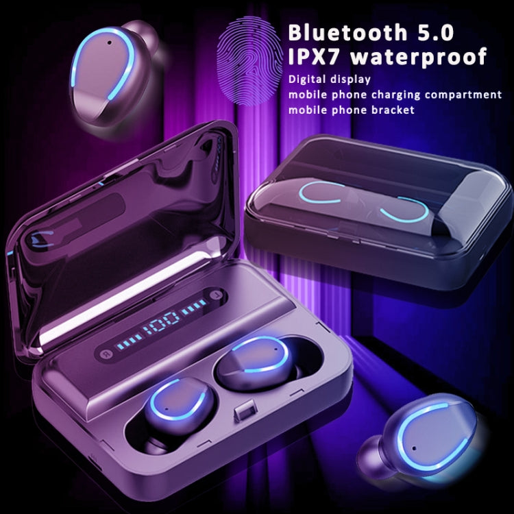 F9-5 インテリジェントノイズキャンセリング タッチBluetoothイヤホン 充電ケース付き、三画面LED電源表示＆HD通話＆モバイルバッテリー＆Siri対応、F9-5 ブラック、F9-5 ホワイト