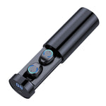 F9-6 TWS CVC8.0 ノイズキャンセリング タッチBluetoothイヤホン 引き出し式円筒形充電ボックス付き、LED電源デジタル表示＆通話＆Siri対応、F9-6