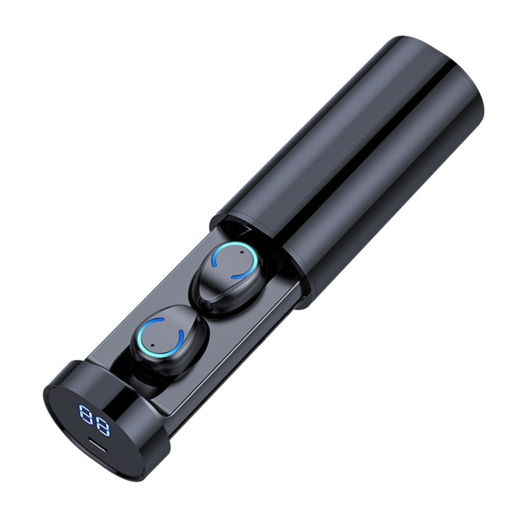 F9-6 TWS CVC8.0 ノイズキャンセリング タッチBluetoothイヤホン 引き出し式円筒形充電ボックス付き、LED電源デジタル表示＆通話＆Siri対応、F9-6