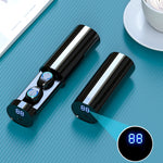 F9-6 TWS CVC8.0 ノイズキャンセリング タッチBluetoothイヤホン 引き出し式円筒形充電ボックス付き、LED電源デジタル表示＆通話＆Siri対応、F9-6