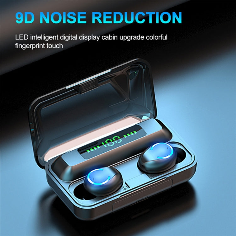 F9-9 TWS CVC8.0 ノイズキャンセリング Bluetoothイヤホン 充電ケース付き、タッチライトエフェクト＆三画面LED電源表示＆モバイルバッテリー＆スマホホルダー＆HD通話＆音声アシスタント対応、F9-9 ブラック