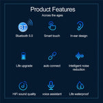 F9-9 TWS CVC8.0 ノイズキャンセリング Bluetoothイヤホン 充電ケース付き、タッチライトエフェクト＆三画面LED電源表示＆モバイルバッテリー＆スマホホルダー＆HD通話＆音声アシスタント対応、F9-9 ブラック