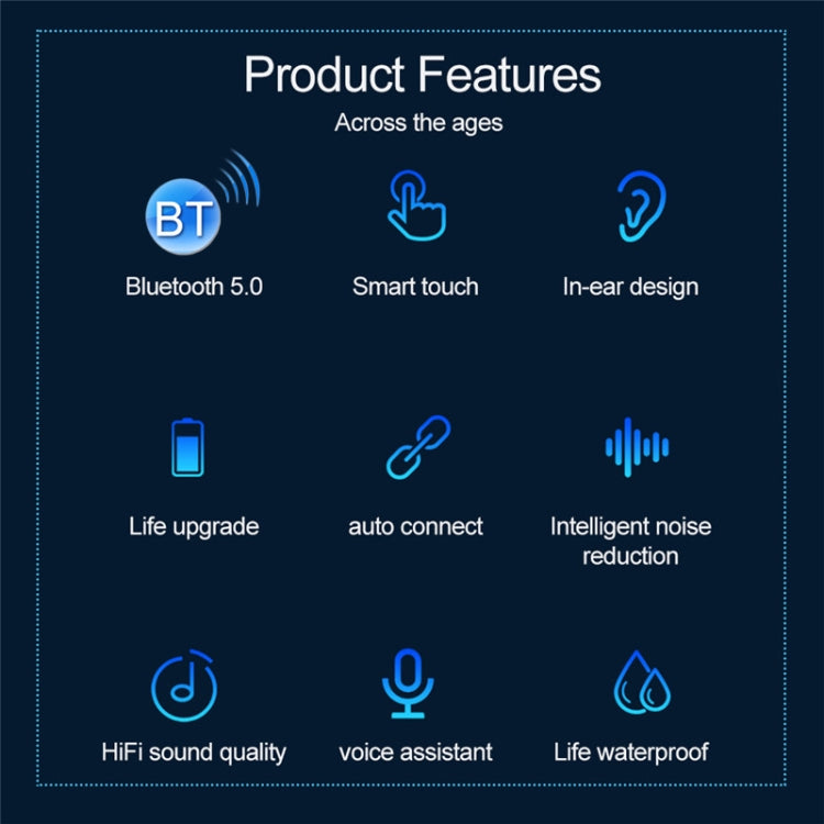F9-9 TWS CVC8.0 ノイズキャンセリング Bluetoothイヤホン 充電ケース付き、タッチライトエフェクト＆三画面LED電源表示＆モバイルバッテリー＆スマホホルダー＆HD通話＆音声アシスタント対応、F9-9 ブラック