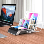 UD09 4 USBポート Qi標準 ワイヤレス充電器 電話用デスクトップスタンドホルダー、英国プラグ、英国プラグ