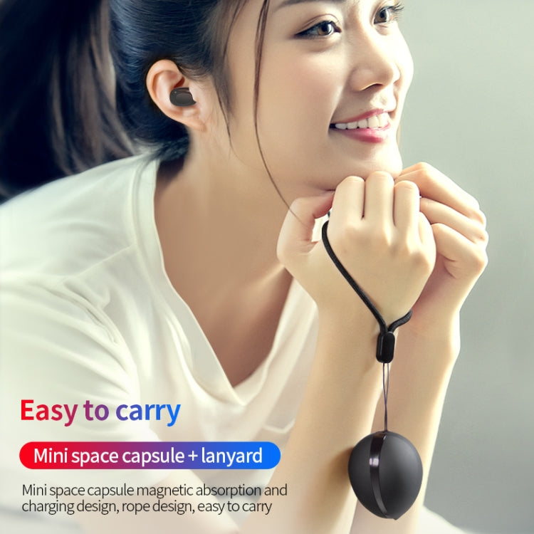 A10 TWS スペースカプセル型ワイヤレスBluetoothイヤホン 磁気充電ボックス＆ストラップ付き、HD通話対応＆自動ペアリング Bluetooth、ブラック、ブラックホワイト、ホワイト、ホワイト＋ブラック