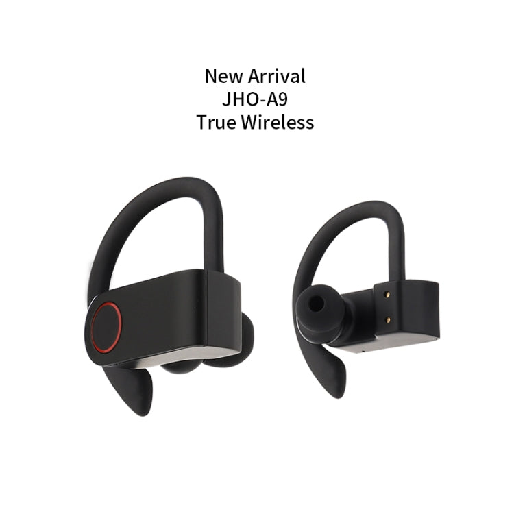 JHO-A9 TWS ワイヤレスハンギングイヤータイプ Bluetoothイヤホン 充電＋収納一体型ジッパーバッグ付き、音声操作対応、JHO-A9