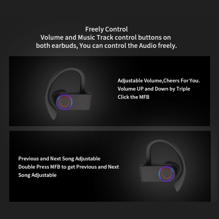 JHO-A9 TWS ワイヤレスハンギングイヤータイプ Bluetoothイヤホン 充電＋収納一体型ジッパーバッグ付き、音声操作対応、JHO-A9