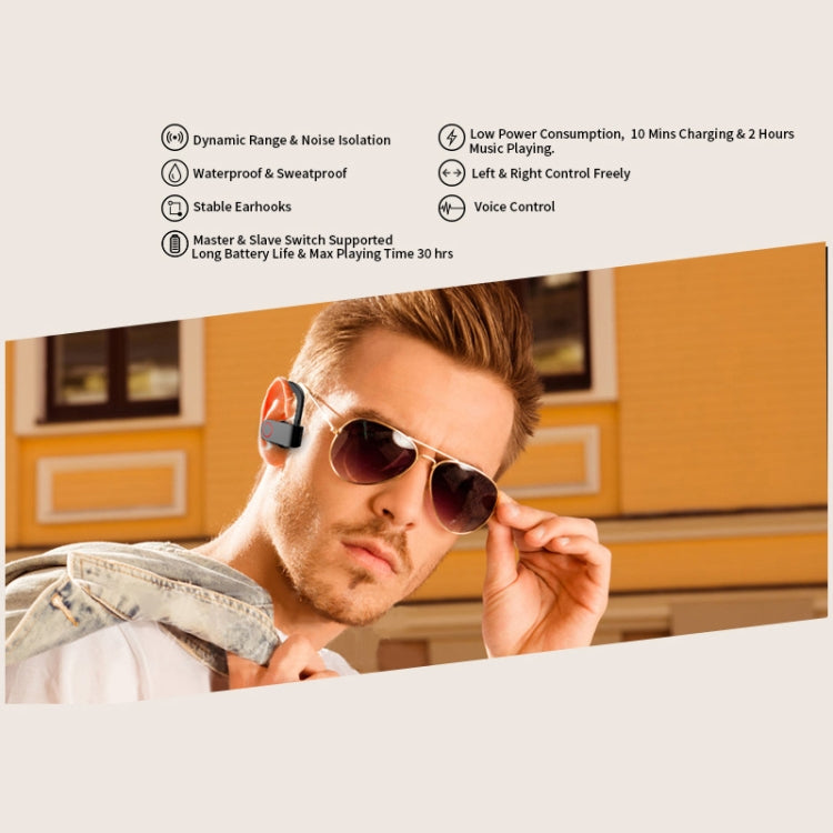 JHO-A9 TWS ワイヤレスハンギングイヤータイプ Bluetoothイヤホン 充電＋収納一体型ジッパーバッグ付き、音声操作対応、JHO-A9