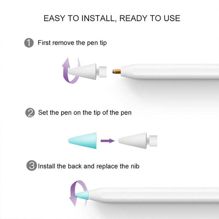 4個セット 滑り止め消音耐摩耗 Apple Pencil 1 / 2用ペン先カバー ダークブルー、ミントグリーン、透明、ホワイト