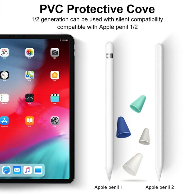 4個セット 滑り止め消音耐摩耗 Apple Pencil 1 / 2用ペン先カバー ダークブルー、ミントグリーン、透明、ホワイト