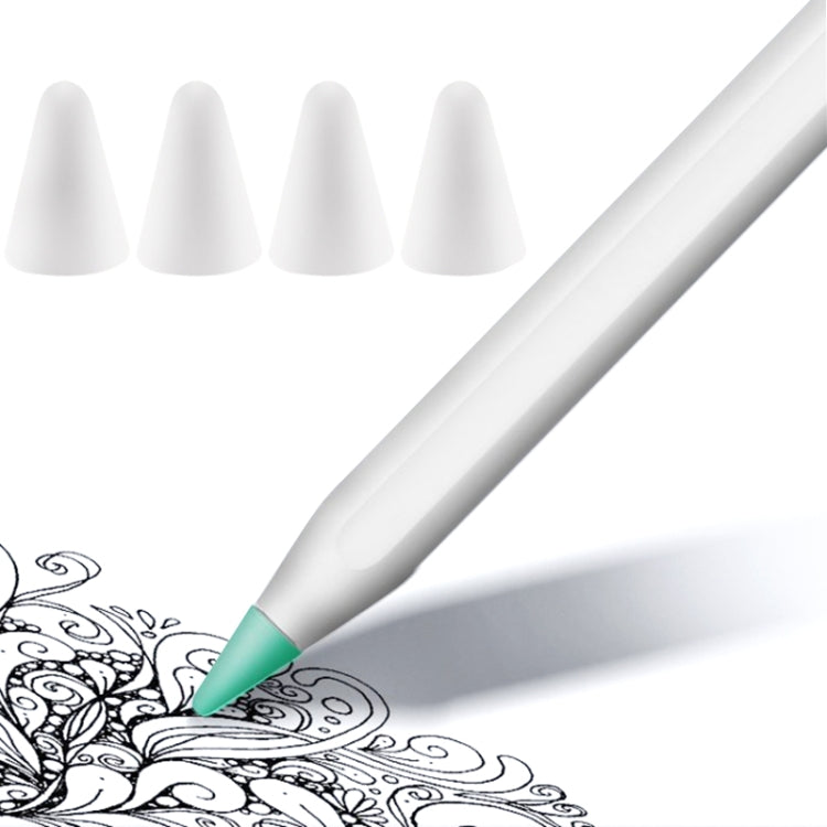 4個セット 滑り止め消音耐摩耗 Apple Pencil 1 / 2用ペン先カバー ダークブルー、ミントグリーン、透明、ホワイト