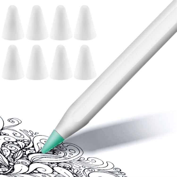 8個セット 滑り止め消音耐摩耗 Apple Pencil 1 / 2用ペン先カバー ダークブルー、ミントグリーン、透明、ホワイト