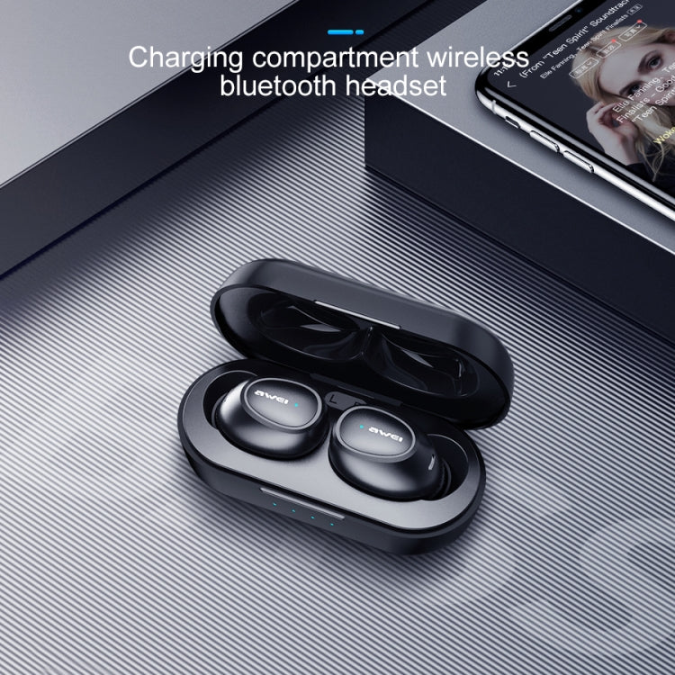 awei T6 TWS Bluetooth V5.0 完全ワイヤレススポーツヘッドセット 充電ケース付き