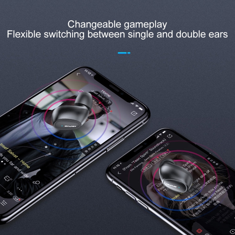 awei T6 TWS Bluetooth V5.0 完全ワイヤレススポーツヘッドセット 充電ケース付き