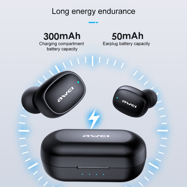 awei T13 TWS Bluetooth V5.0 真のワイヤレススポーツヘッドセット 充電ケース付き