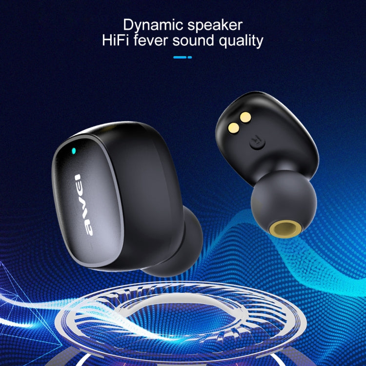 awei T13 TWS Bluetooth V5.0 真のワイヤレススポーツヘッドセット 充電ケース付き