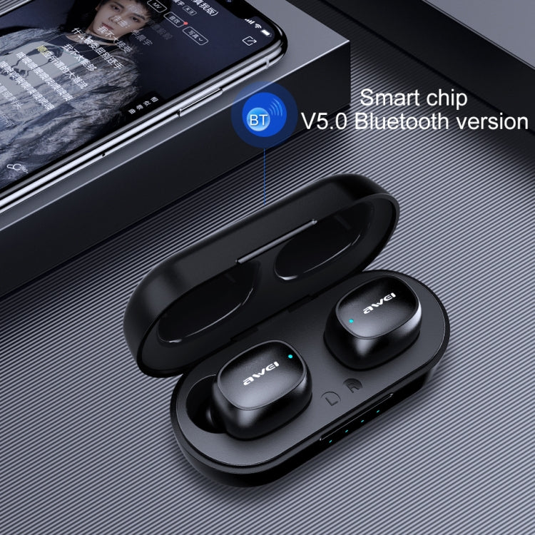 awei T13 TWS Bluetooth V5.0 真のワイヤレススポーツヘッドセット 充電ケース付き