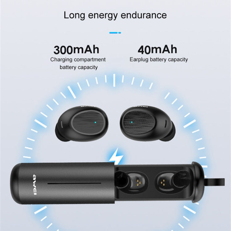 awei T55 TWS Bluetooth V5.0 True ワイヤレススポーツヘッドセット ポータブル充電ケース付き