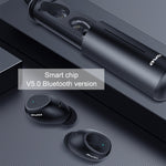 awei T55 TWS Bluetooth V5.0 True ワイヤレススポーツヘッドセット ポータブル充電ケース付き