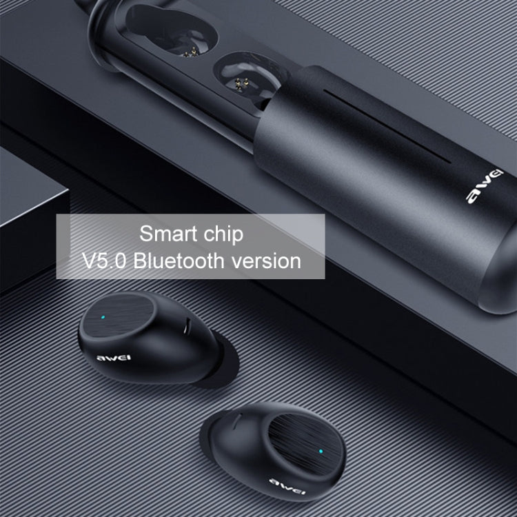 awei T55 TWS Bluetooth V5.0 True ワイヤレススポーツヘッドセット ポータブル充電ケース付き