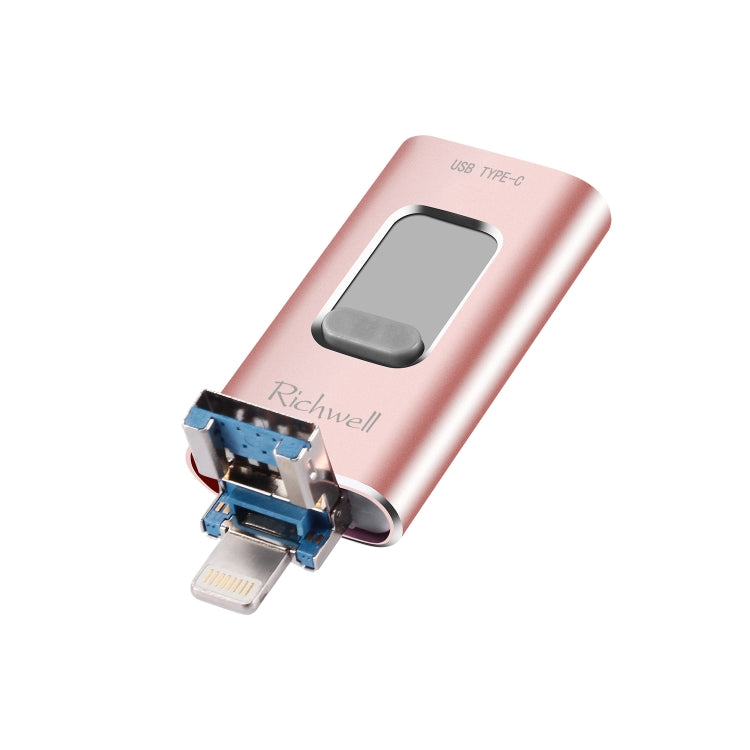 Richwell 3in1 16G Type-C + 8ピン + USB 3.0 メタルプッシュプルフラッシュディスク OTG機能付き