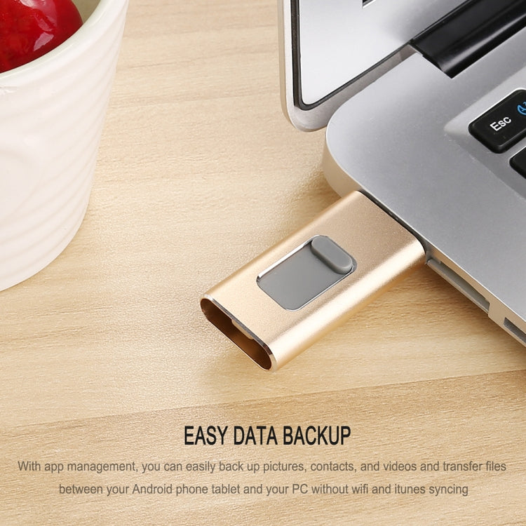 Richwell 3-in-1 32G Type-C + 8ピン + USB 3.0 メタルプッシュプルフラッシュディスク OTG機能付き