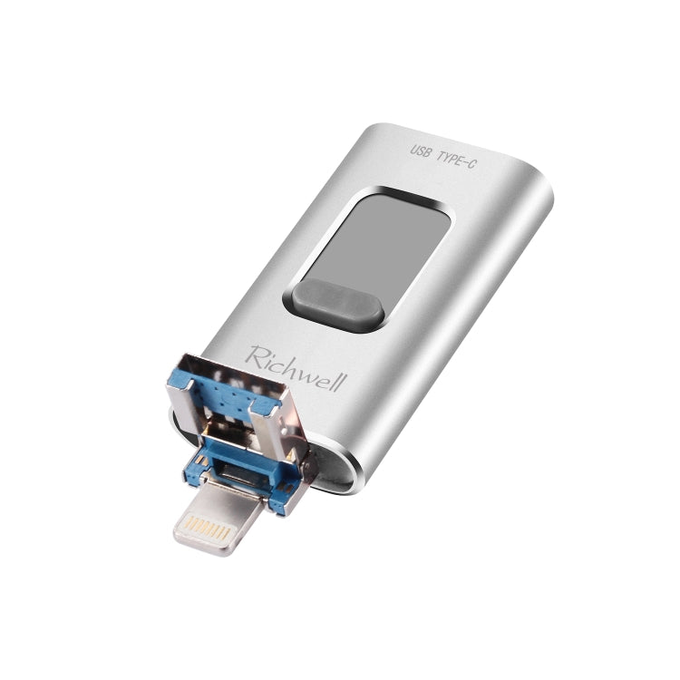 Richwell 3-in-1 32G Type-C + 8ピン + USB 3.0 メタルプッシュプルフラッシュディスク OTG機能付き