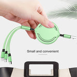 3.5A 液体シリコン 3in1 USBからUSB-C / Type-C＋8ピン＋Micro USB 伸縮式データ同期充電ケーブル