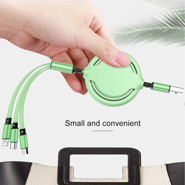 3.5A 液体シリコン 3in1 USBからUSB-C / Type-C＋8ピン＋Micro USB 伸縮式データ同期充電ケーブル