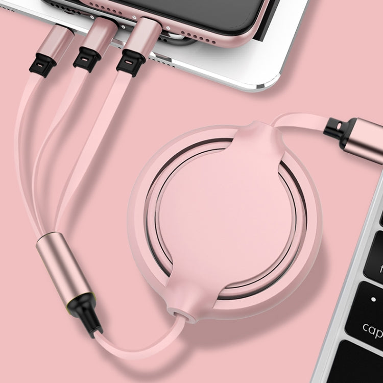 3.5A 液体シリコン 3in1 USBからUSB-C / Type-C＋8ピン＋Micro USB 伸縮式データ同期充電ケーブル