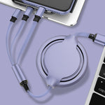 3.5A 液体シリコン 3in1 USBからUSB-C / Type-C＋8ピン＋Micro USB 伸縮式データ同期充電ケーブル