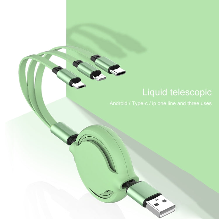 3.5A 液体シリコン 3in1 USBからUSB-C / Type-C＋8ピン＋Micro USB 伸縮式データ同期充電ケーブル