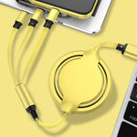 3.5A 液体シリコン 3in1 USBからUSB-C / Type-C＋8ピン＋Micro USB 伸縮式データ同期充電ケーブル