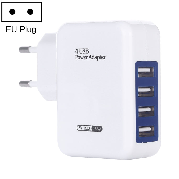 HT-CD03 15.5W 5V 3.1A 4ポート USB壁充電器 トラベル充電器、EUプラグ、HT-CD03