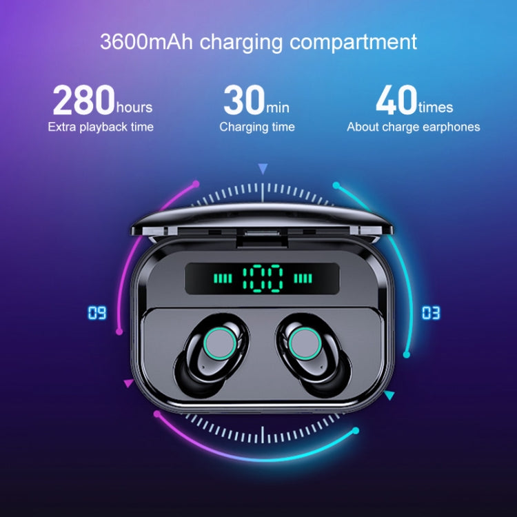M7 TWS V5.0 両耳ワイヤレスステレオ Bluetoothヘッドセット 充電ケース＆デジタルディスプレイ付き