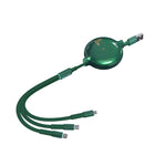 WK WDC-124 3A 3イン1 8ピン＋Type-C / USB-C＋Micro USB ボナシリーズ伸縮充電データケーブル、長さ：1.5m