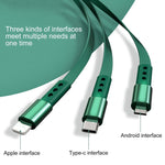 WK WDC-124 3A 3イン1 8ピン＋Type-C / USB-C＋Micro USB ボナシリーズ伸縮充電データケーブル、長さ：1.5m