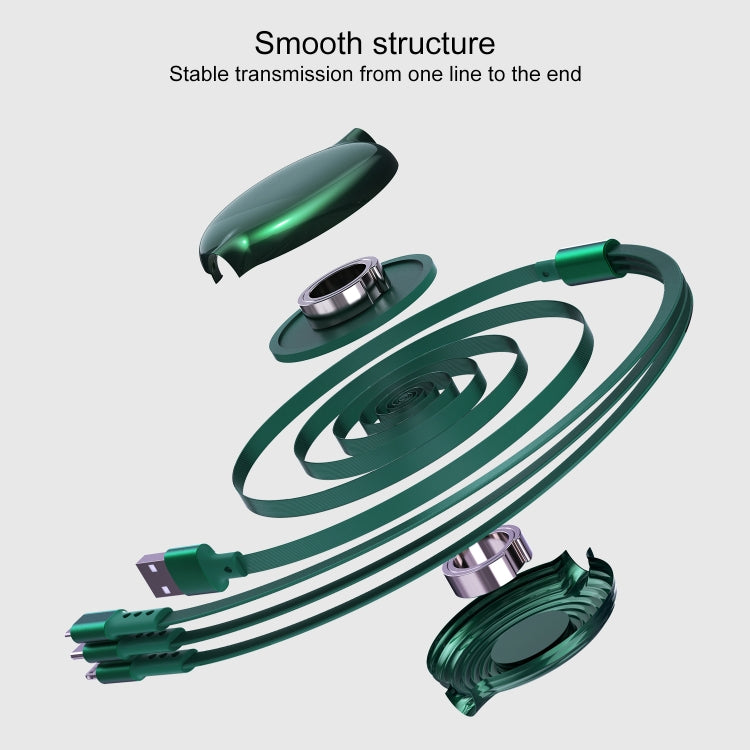 WK WDC-124 3A 3イン1 8ピン＋Type-C / USB-C＋Micro USB ボナシリーズ伸縮充電データケーブル、長さ：1.5m