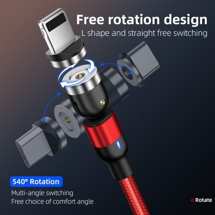 2m 2A出力 USB to 8ピン ナイロン編み回転式マグネット充電ケーブル、2m 8ピン