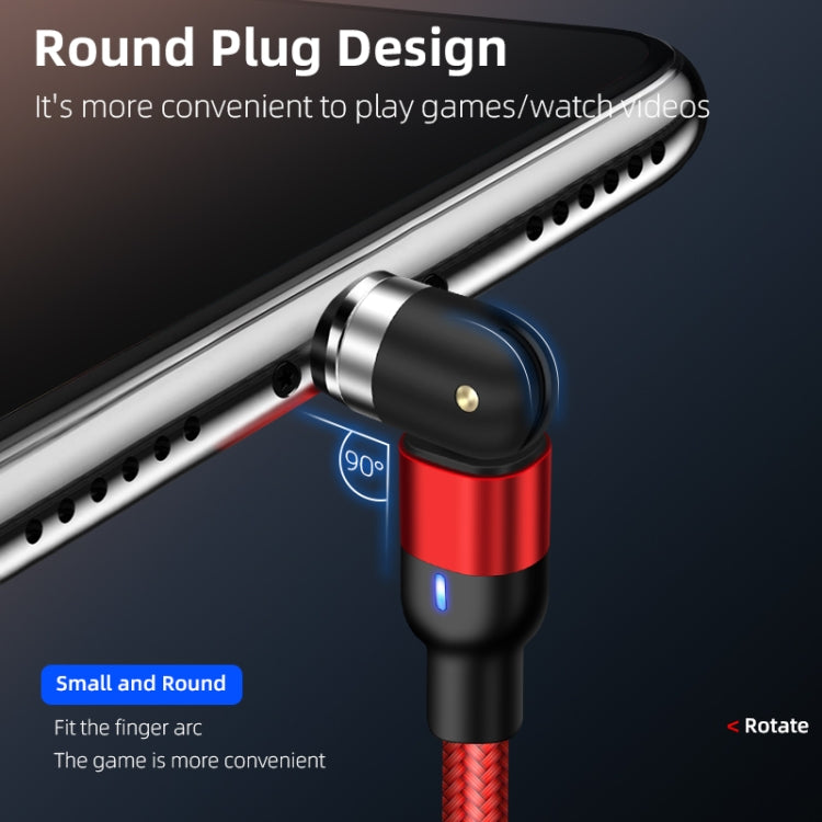 2m 2A出力 USB to 8ピン ナイロン編み回転式マグネット充電ケーブル、2m 8ピン
