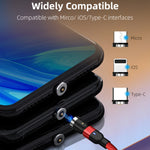 2m 2A出力 USB to 8ピン ナイロン編み回転式マグネット充電ケーブル、2m 8ピン