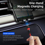 2m 2A Output 3 in 1 USB to 8 Pin + USB-C / Type-C + Micro USB Nylon Braided Rotate Magnetic Charging Cable, 2m 3 in 1, 2m  3 in 1