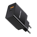 awei C-980 18W PD USB-C / Type-C + QC 3.0 USBインターフェース 急速充電トラベル充電器、EUプラグ