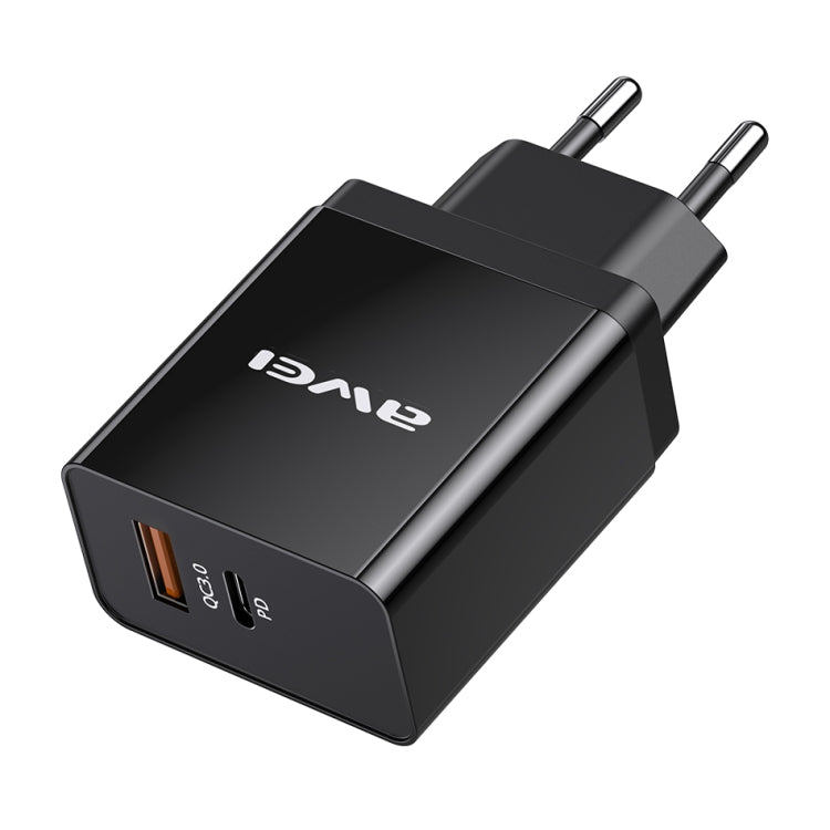 awei C-980 18W PD USB-C / Type-C + QC 3.0 USBインターフェース 急速充電トラベル充電器、EUプラグ